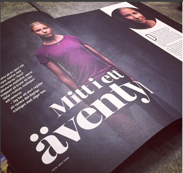Addnature magazine spread featuring Kristin Larsson with the headline Mitt i ett äventyr